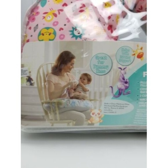 Little Journey Feeding and Support Pillow Pink With Extra Plush Cover Blue Green - Picture 6 of 9